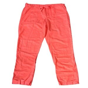 Columbia Bright coral Linen blend Pants Zip + Drawstring Straight Cropped Size M